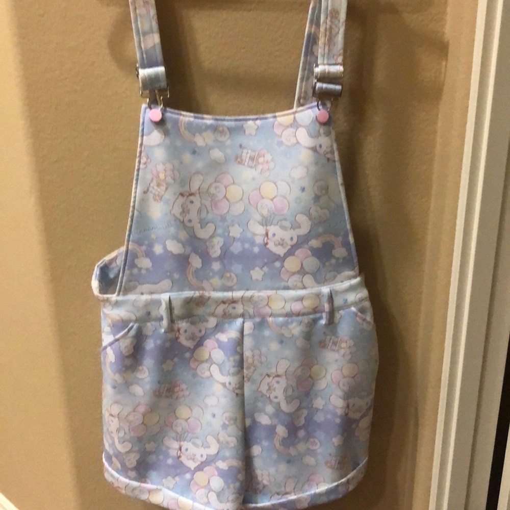 XL. Sanrio Cinnamon Roll, Short Leg Overalls.